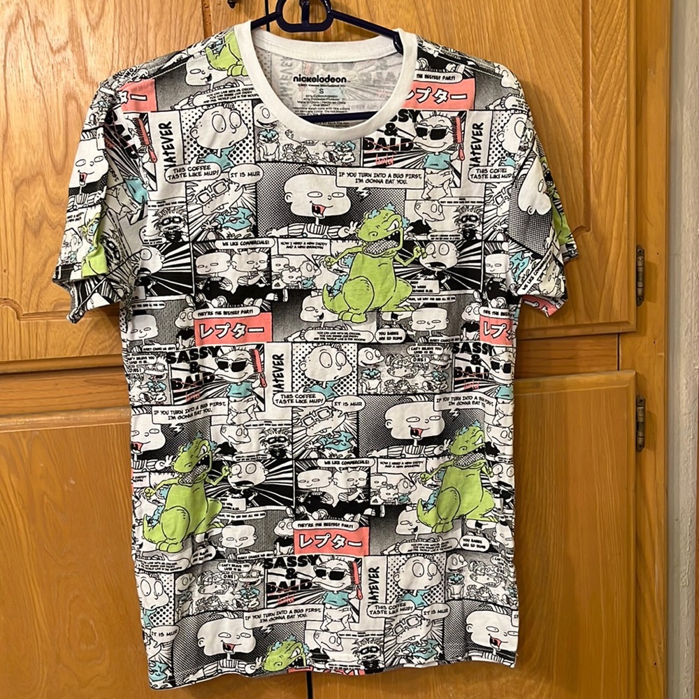 Nickelodeon All Over Rugrats Comic Book Cast Men's T-Shirt Size Small